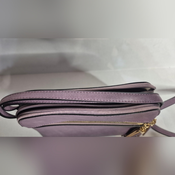 Dasein Crossbody Bag Purple Faux Leather Double Zip Tassel Purse - Picture 4 of 10